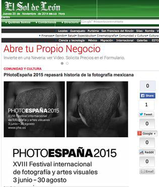 PHOTOESPAÑA 2015 XVIII Festival Internacional de fotografía y artes visuales | 3 junio - 30 de agosto